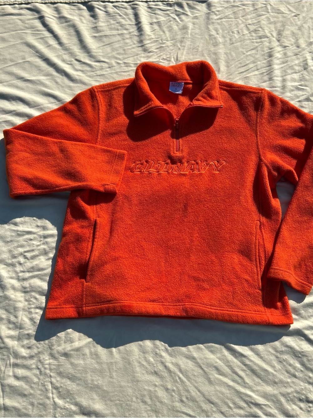 Old Navy Men's Bright Orange Quarter-Zip Fleece Pullover